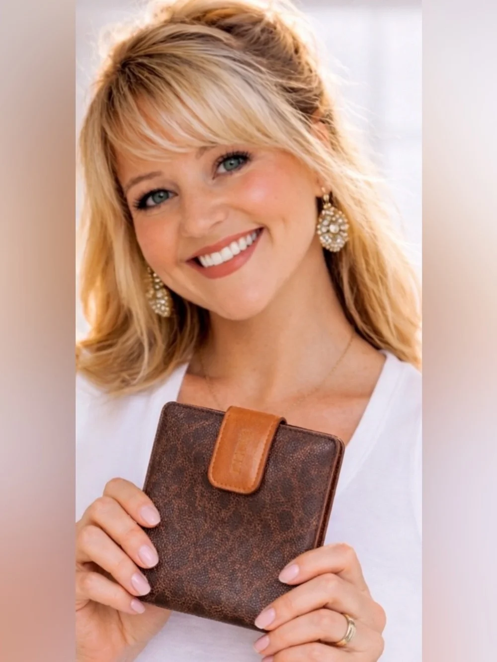 CELINE Macadam PVC Leather wallet Bifold Brown Authentic - Picture 2 of 13